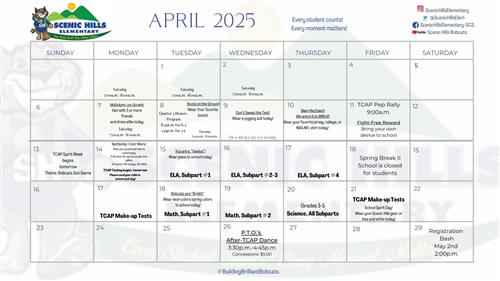 April 2025 School Calendar of Events